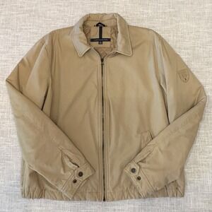 VTG Tommy Hilfiger Mens Beige Full Zip Lined Jacket w/ Pockets Size XXL Flaw